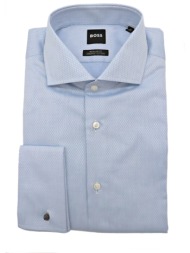 boss πουκαμισο μανικετοκουμπο regular fit μικροσχεδιο h-joe-spread-dc-214 σιελ