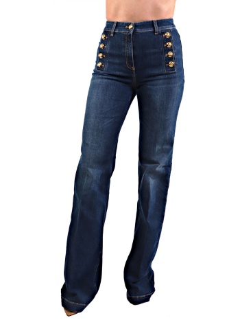elisabetta franchi παντελονι jeans flare ψηλομεσο κουμπια σε προσφορά