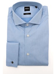 boss πουκαμισο μανικετοκουμπο slim fit easy iron h-hank-spread-dc-214 σιελ