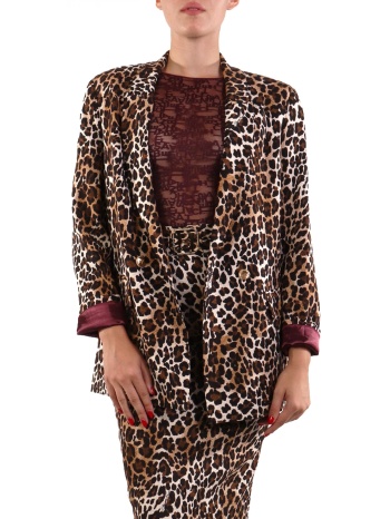 elisabetta franchi σακακι blazer σταυρωτο animal print καφε σε προσφορά