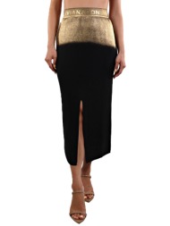 liviana conti φουστα midi ζωνη ελαστικη logo ανοιγμα πισω χρυσο/μαυρο