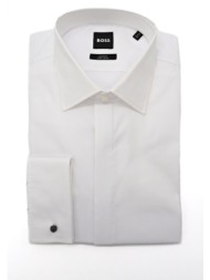 boss πουκαμισο μανικετοκουμπο slim fit easy iron h-hank-tux1-dc-224 λευκο