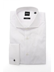 boss πουκαμισο μανικετοκουμπο slim fit easy iron h-hank-spread-dc-214 λευκο