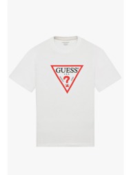 guess jeans t-shirt crewneck oversized fit logo λευκο
