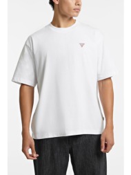 guess t-shirt crewneck oversized fit logo λευκο