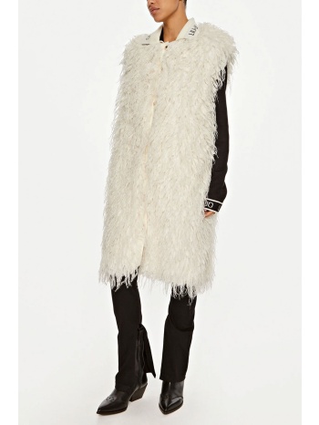liu jo γιλεκο faux fur μακρυ γιακας logo λευκο σε προσφορά