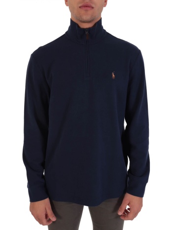 ralph lauren πλεκτο logo estate rib half-zip μπλε σε προσφορά