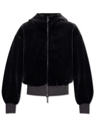 emporio armami μπουφαν bomber faux fur διπλης οψεως μη αποσπωμενη κουκουλα μαυρο