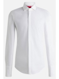hugo πουκαμισο μανικετοκουμπο katthew λευκο