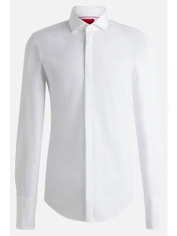 hugo πουκαμισο μανικετοκουμπο katthew λευκο