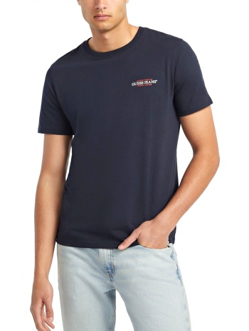 guess jeans t-shirt crewneck slim fit logo μπλε σε προσφορά