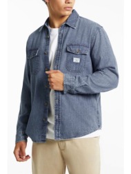 guess jeans πουκαμισο jeans classic fit μπλε