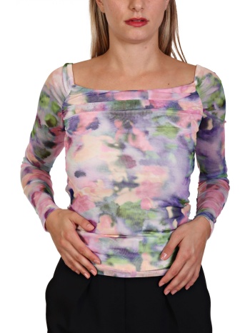 patrizia pepe μπλουζα εξω ωμους τουλι ελαστικο εμπριμε ροζ σε προσφορά