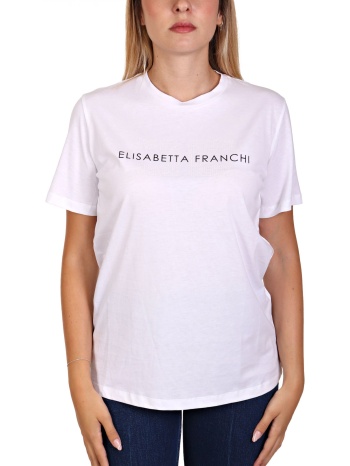 elisabetta franchi t-shirt logo strass λευκο σε προσφορά