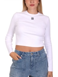 hugo t-shirt cropped dafilomena_3 logo μαυρο