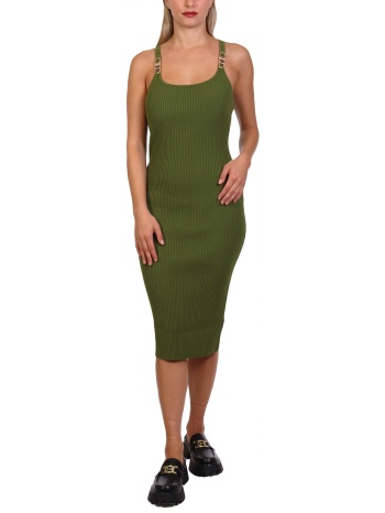 michael kors φορεμα midi ριμπ logo μεταλλικο μανικι πρασινο σε προσφορά