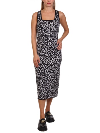 michael kors φορεμα midi animal print λευκο-μαυρο σε προσφορά
