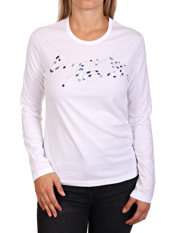 emporio armani t-shirt μακρυ μανικι logo κεντημα λευκο σε προσφορά