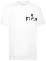 philipp plein t-shirt round neck ss gothic plein logo λευκο