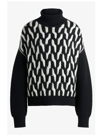 boss πουλοβερ ferdolia μαλλινο πλεκτο ζιβαγκο μαυρο / λευκο σε προσφορά