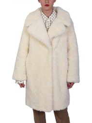 marella 2 παλτο afro faux fur γιακας κοντο εκρου