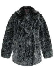 michael kors παλτο faux fur μαυρο-γκρι
