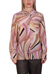 marella πουκαμισο minerva μεταξωτο εμπριμε ροζ / καφε