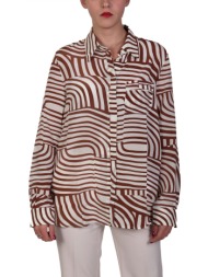 marella 1 πουκαμισο natante ριγες καφε/εκρου