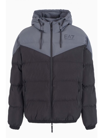 armani 7 μπουφαν φουσκωτο hoodie logo μαυρο-γκρι σε προσφορά