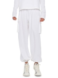 norma kamali φορμα φουτερ oversized boyfriend cargo sweatpant λευκο