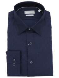 michael kors πουκαμισο all over logo μπλε slim fit μπλε