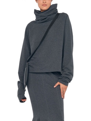 norma kamali φουτερ oversized turtleneck raglan σκουρο γκρι σε προσφορά