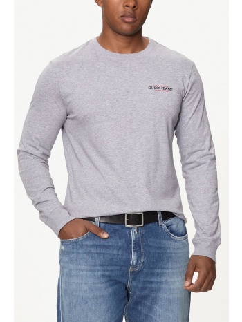guess jeans t-shirt crewneck slim fit logo γκρι σε προσφορά