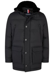 hecter μπουφαν φουσκωτο parka με αποσπωμενη κουκουλα μαυρο