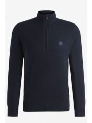 boss casual πλεκτο halfzip kanobix s μπλε