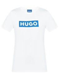 hugo blue t-shirt classic tee_b jersey logo λευκο
