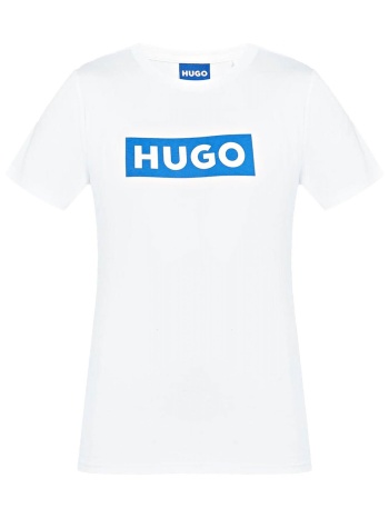 hugo blue t-shirt classic tee_b jersey logo λευκο