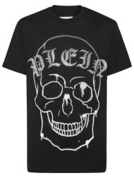 philipp plein t-shirt round neck ss skull logo στρας μαυρο