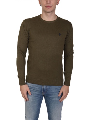 u.s.polo assn πλεκτο crew neck logo leon χακι σε προσφορά