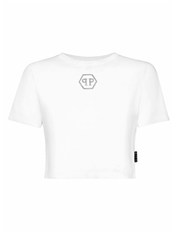 philipp plein t-shirt round neck ss crystal hexagon logo σε προσφορά