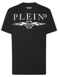 philipp plein t-shirt round neck ss logo μαυρο