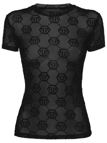 philipp plein t-shirt round neck ss all over monogram σε προσφορά
