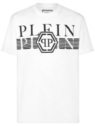 philipp plein t-shirt round neck ss logo λευκο