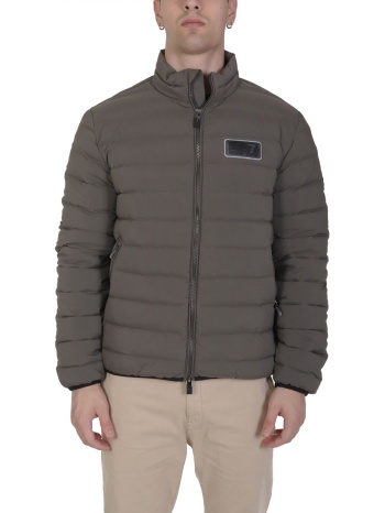 armani 7 μπουφαν puffer logo γκρι-χακι σε προσφορά