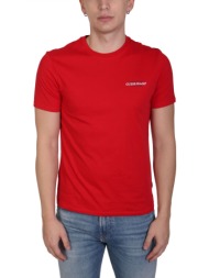 guess jeans t-shirt crewneck slim fit logo κοκκινο