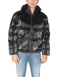 armani 7 μπουφαν φουσκωτο hoodie logo μαυρο