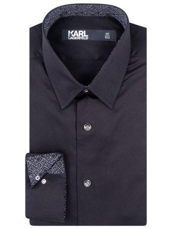 karl lagerfeld πουκαμισο modern fit μεταλλικα κουμπια μαυρο