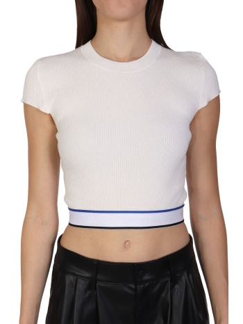 hugo blue πλεκτο succore_b t-shirt rib logo λαστιχο κρεμ σε προσφορά