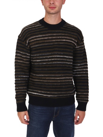 boss casual πλεκτο crew neck ριγε atum μαυρο σε προσφορά