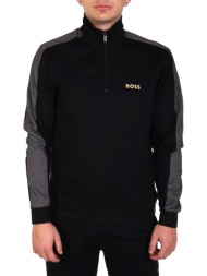 boss homewear φουτερ fullzip tracksuit 1/4 jacket μαυρο
